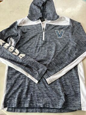 Colosseum Kids Villanova Gray and White Quarter-Zip Hoodie